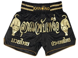 Kanong Customised Black Muay Thai Shorts : KNSCUST-1183